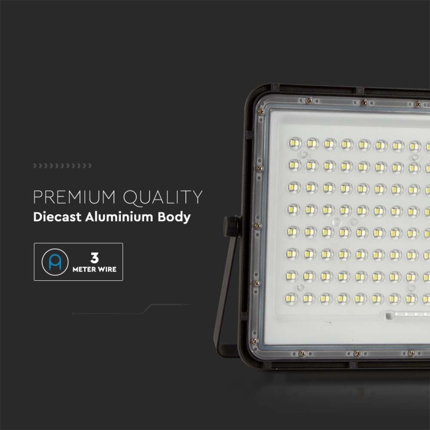 Projecteur solaire d'extérieur LED/200W/3,2V 4000K noir IP65 + télécommande