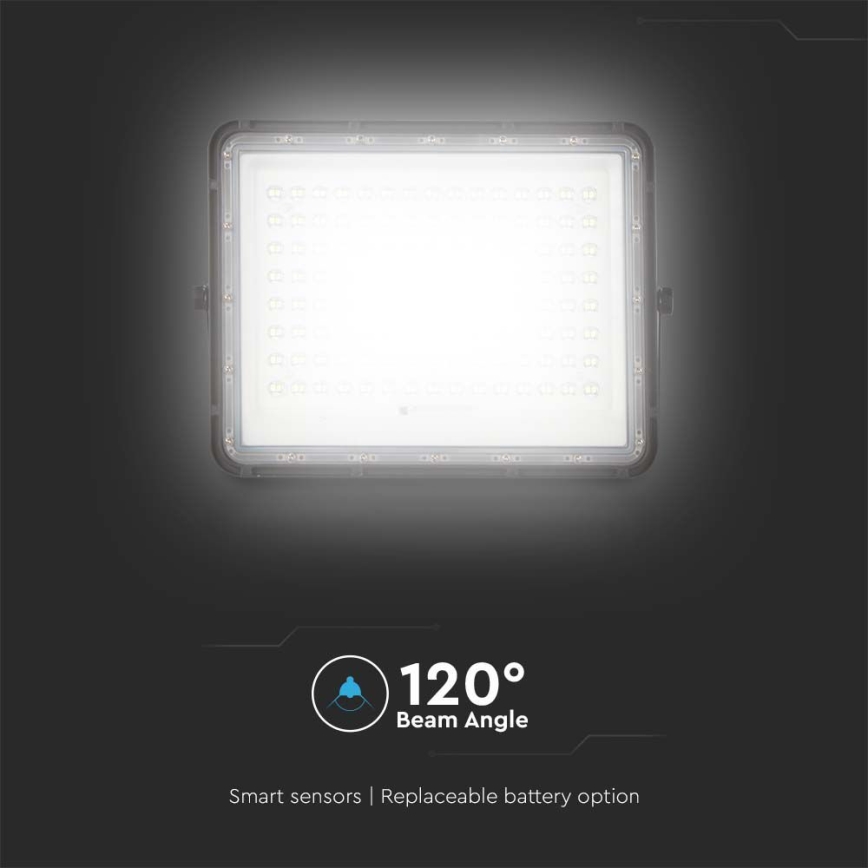 Projecteur solaire d'extérieur LED/200W/3,2V 4000K noir IP65 + télécommande
