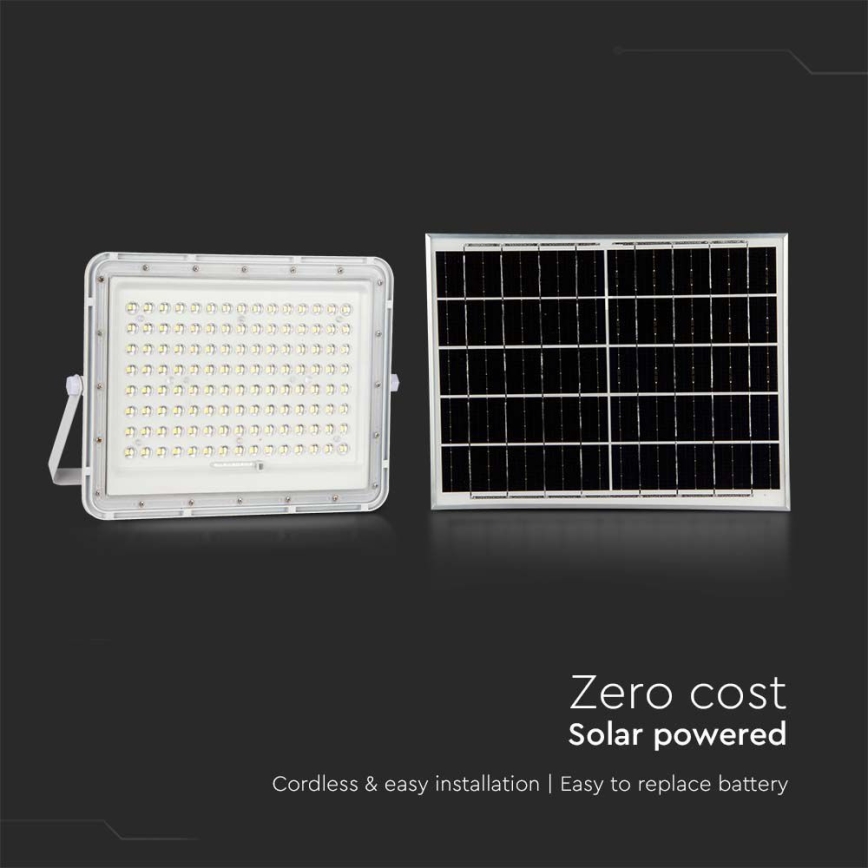 Projecteur solaire d'extérieur LED/20W/3,2V 6400K blanc IP65 16000 mAh + Télécommande