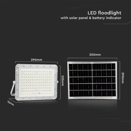 Projecteur solaire d'extérieur LED/20W/3,2V 6400K blanc IP65 16000 mAh + Télécommande