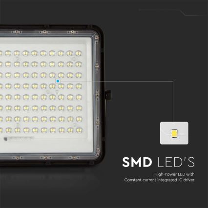 Projecteur solaire d'extérieur LED/20W/3,2V 6400K noir IP65 + télécommande