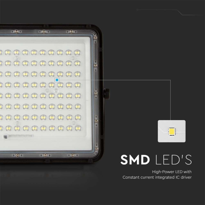Projecteur solaire d'extérieur LED/20W/3,2V 6400K noir IP65 + télécommande