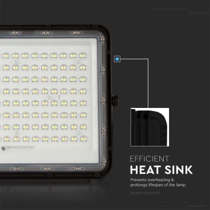Projecteur solaire d'extérieur LED/20W/3,2V 6400K noir IP65 + télécommande
