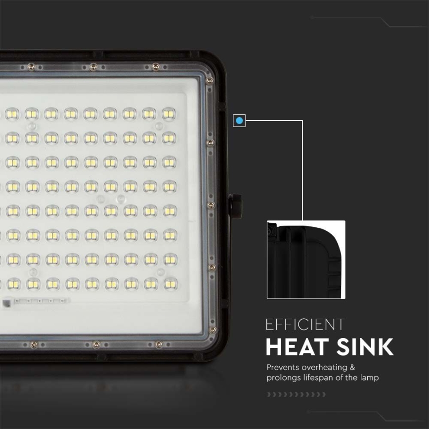 Projecteur solaire d'extérieur LED/20W/3,2V 6400K noir IP65 + télécommande
