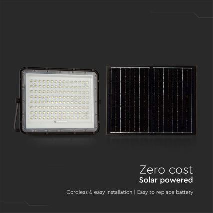Projecteur solaire d'extérieur LED/20W/3,2V 6400K noir IP65 + télécommande