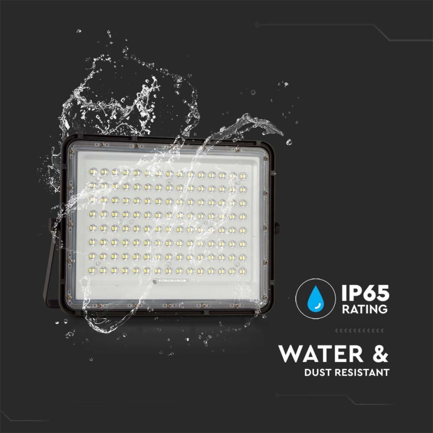 Projecteur solaire d'extérieur LED/20W/3,2V 6400K noir IP65 + télécommande