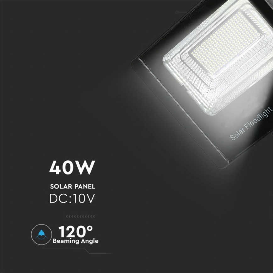 Projecteur solaire d'extérieur LED/40W/10V IP65 6000K + Télécommande