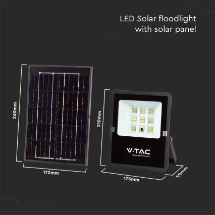 Projecteur solaire d'extérieur LED/6W/3,2V 4000K IP65 5000 mAh + Télécommande