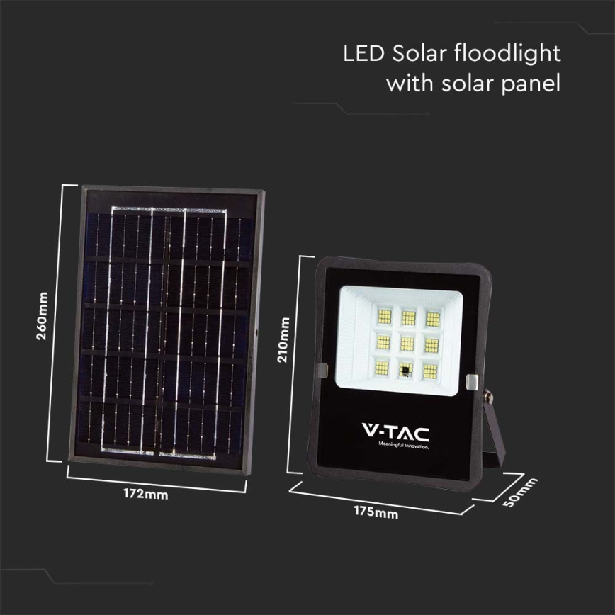 Projecteur solaire d'extérieur LED/6W/3,2V 4000K IP65 5000 mAh + Télécommande