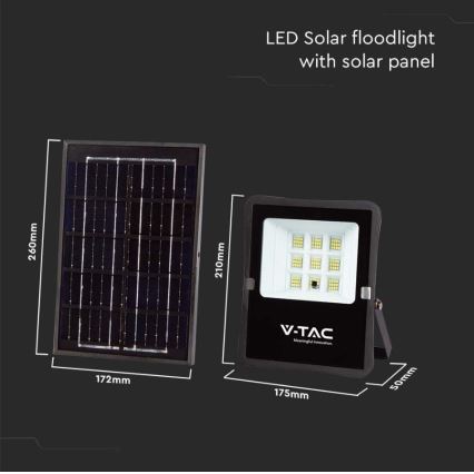 Projecteur solaire extérieur LED/6W/3,2V 6400K IP65 + Télécommande