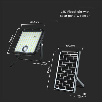 Projecteur solaire LED avec capteur LED/30W/6,4V 4000K 6000 mAh + télécommande