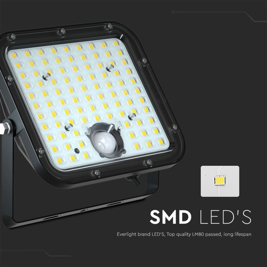 Projecteur solaire LED avec détecteur LED/30W/6,4V 6400K 6000 mAh + télécommande