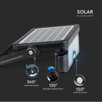 Projecteur solaire LED avec capteur LED/5W/3,7V IP65 4000K 3000 mAh