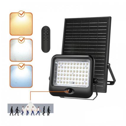 Projecteur solaire LED avec capteur MHCS LED/20W/3,2V 3000/4000/6500K IP65 10000 mAh + télécommande