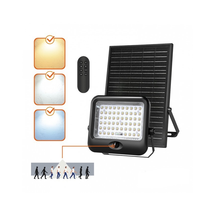 Projecteur solaire LED avec capteur MHCS LED/20W/3,2V 3000/4000/6500K IP65 10000 mAh + télécommande
