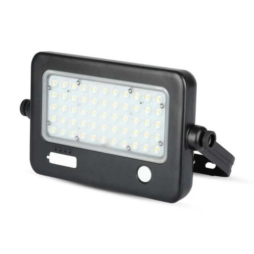 Projecteur solaire LED dimmable avec capteur, 10W/3,7V, 4000K, IP65, 7200 mAh + port USB