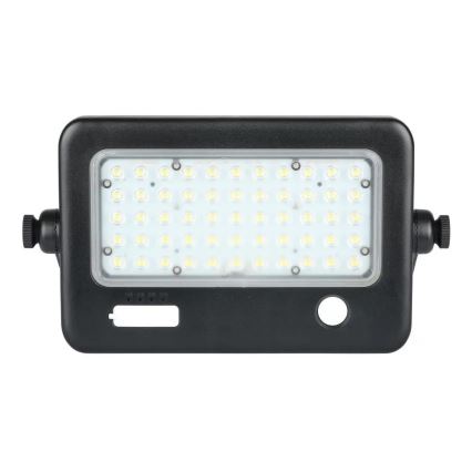 Projecteur solaire LED dimmable avec capteur, 10W/3,7V, 4000K, IP65, 7200 mAh + port USB