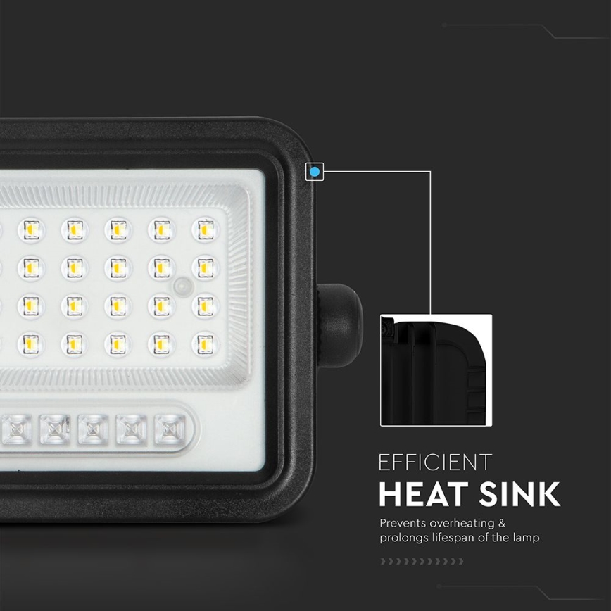 Projecteur solaire LED dimmable LED/50W/3,2V 2000-8000K IP65 3800 mAh noir + télécommande