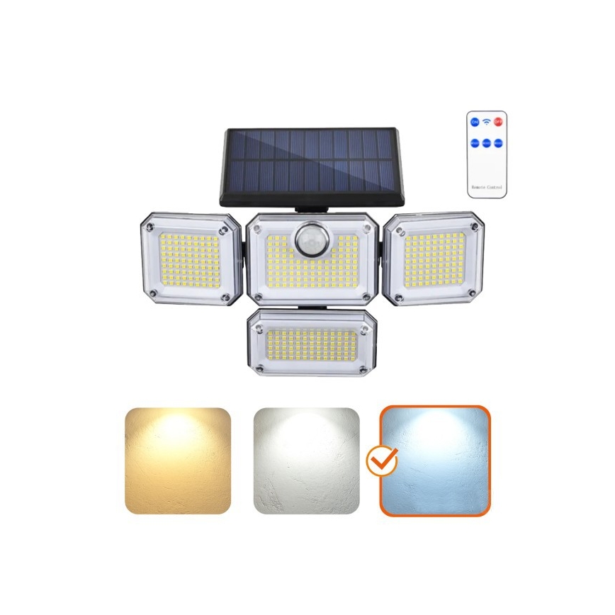 Projecteur solaire LED avec détecteur GLOW LED/2,5W/3,7V 6500K IP44 2400 mAh + télécommande