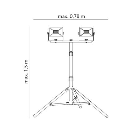 Projecteur sur pied 2xLED/50W/230V IP65