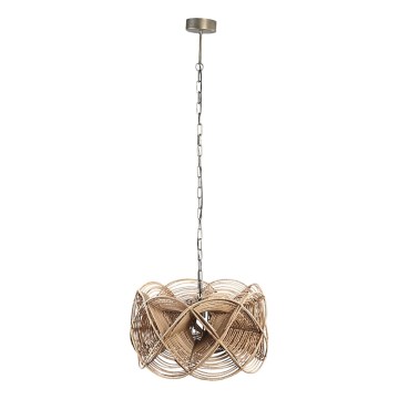 PTMD - Lustre à chaîne YENA 1xE27/40W/230V Ø 57 cm rotin
