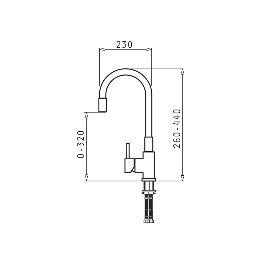 Pyramis 90938001 - Robinet d'évier avec bras flexible FLESSI gris