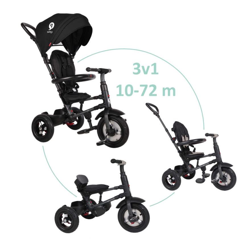 QPlay - Tricycle enfant 3en1 RITO AIR noir