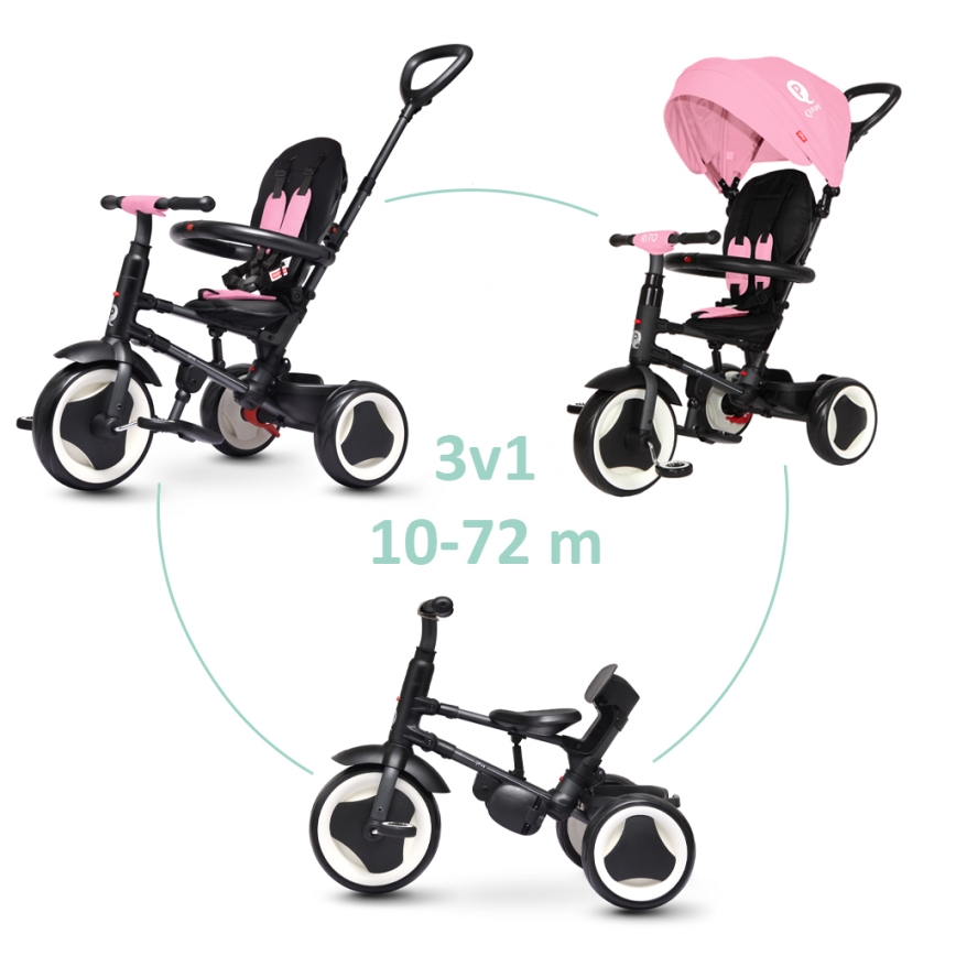 QPlay - Tricycle pour enfants 3 en 1 RITO EVA rose