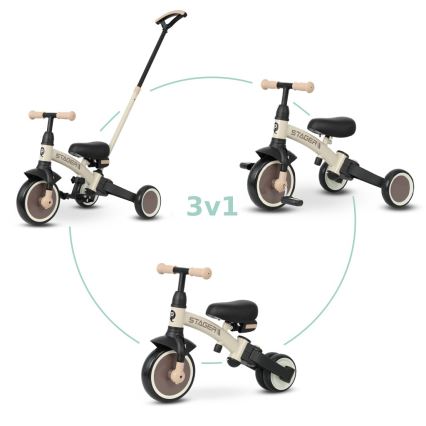 QPlay - Tricycle pour enfants 3 en 1 STAGER beige