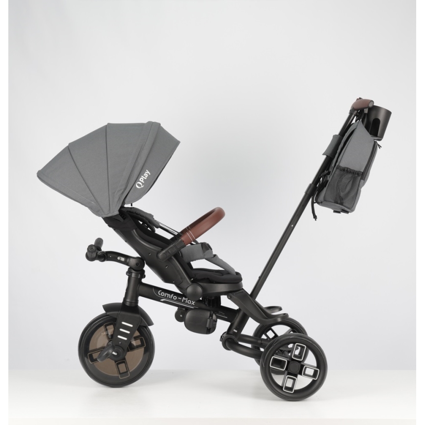QPlay - Tricycle pour enfants 8 en 1 COMFO MAX gris