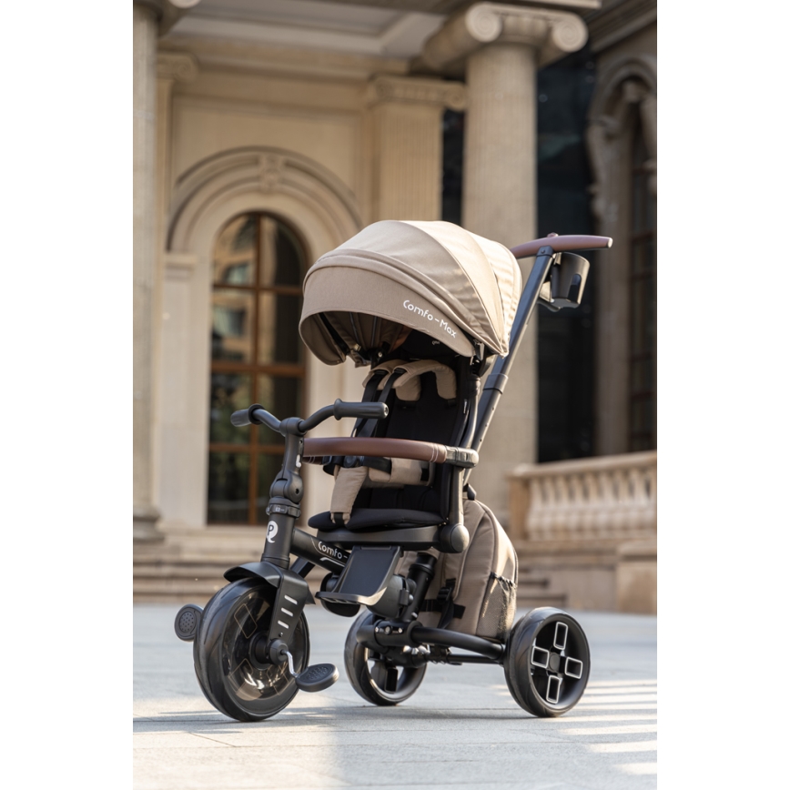 QPlay - Tricycle pour enfants 8 en 1 COMFO MAX marron