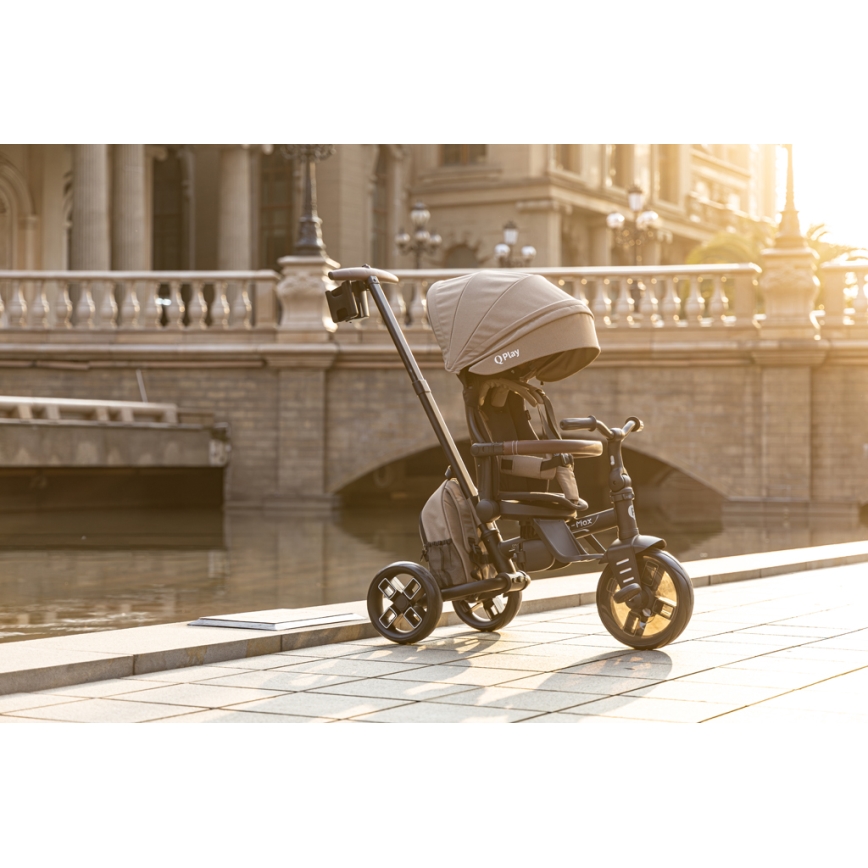 QPlay - Tricycle pour enfants 8 en 1 COMFO MAX marron