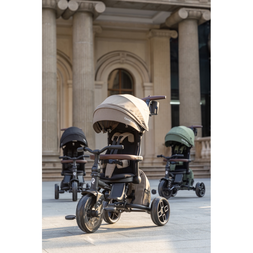 QPlay - Tricycle pour enfants 8 en 1 COMFO MAX marron