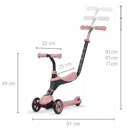 QPlay - Trottinette enfant 4en1 SEMA rose