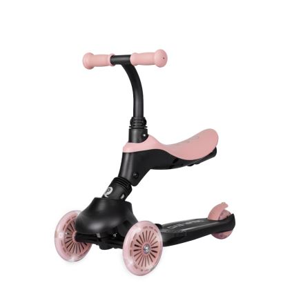 QPlay - Trottinette enfant 5 en 1 SEMA EVO à roues LED, rose