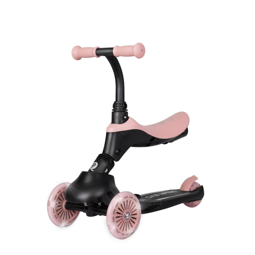 QPlay - Trottinette enfant 5 en 1 SEMA EVO à roues LED, rose