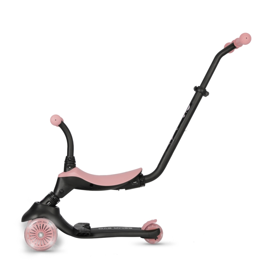 QPlay - Trottinette enfant 5 en 1 SEMA EVO à roues LED, rose