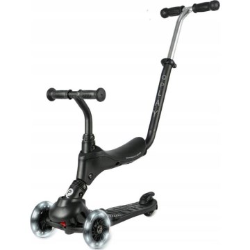 QPlay - Trottinette pour enfant avec roues LED 5 en 1 SEMA PRO noire