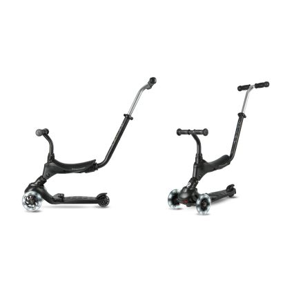 QPlay - Trottinette pour enfant avec roues LED 5 en 1 SEMA PRO noire