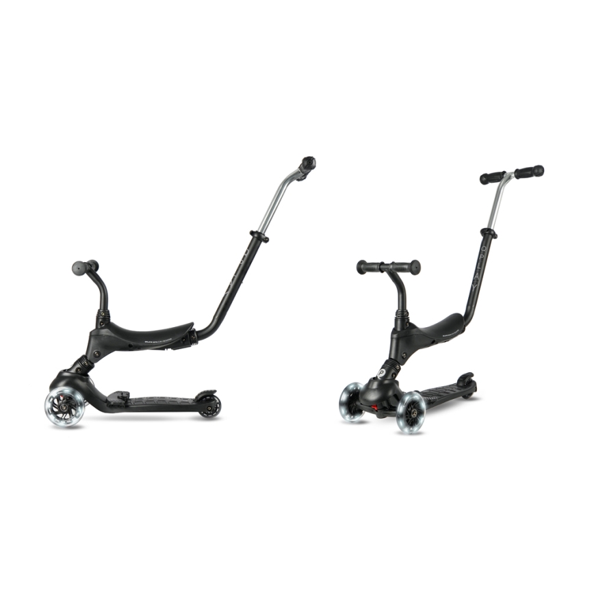 QPlay - Trottinette pour enfant avec roues LED 5 en 1 SEMA PRO noire