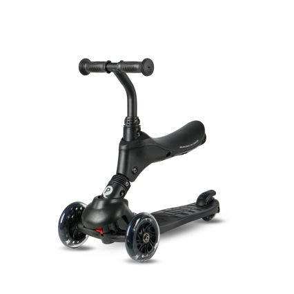 QPlay - Trottinette pour enfant avec roues LED 5 en 1 SEMA PRO noire
