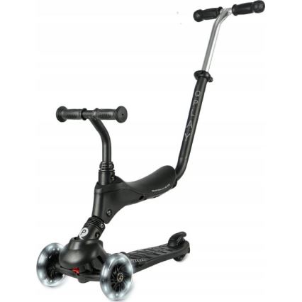 QPlay - Trottinette pour enfant avec roues LED 5 en 1 SEMA PRO noire