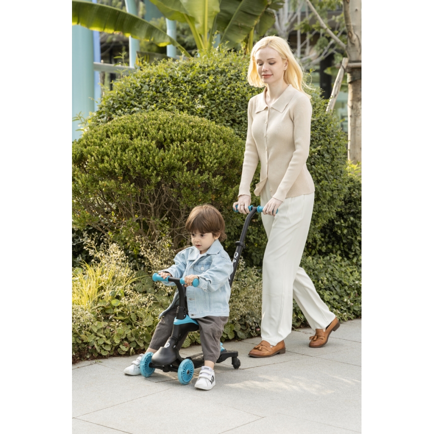 QPlay - Trottinette pour enfants 5 en 1 SEMA EVO à roues LED bleues