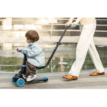 QPlay - Trottinette pour enfants 5 en 1 SEMA EVO à roues LED bleues