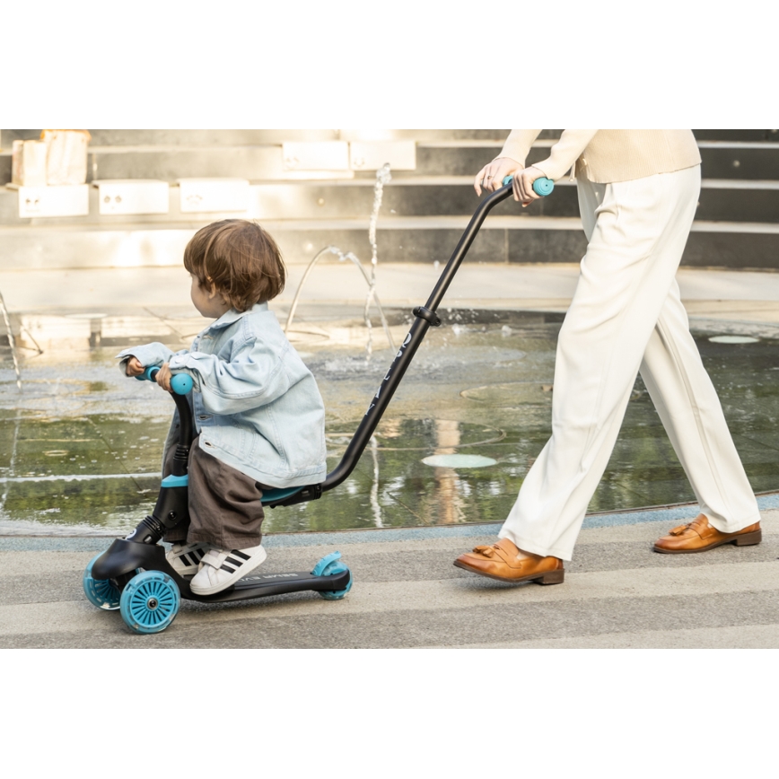 QPlay - Trottinette pour enfants 5 en 1 SEMA EVO à roues LED bleues