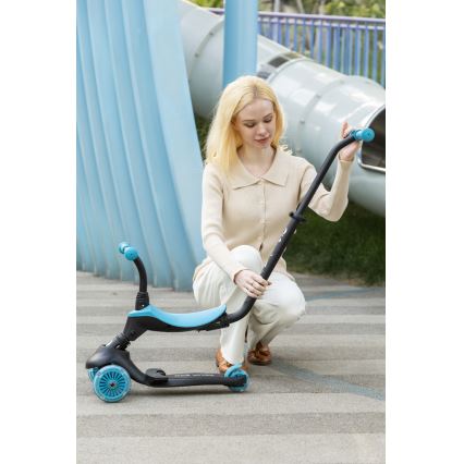 QPlay - Trottinette pour enfants 5 en 1 SEMA EVO à roues LED bleues