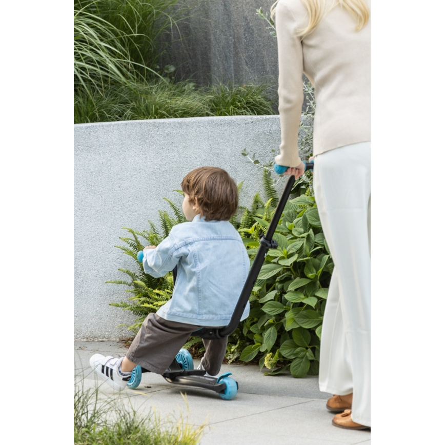 QPlay - Trottinette pour enfants 5 en 1 SEMA EVO à roues LED bleues