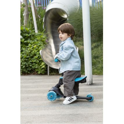 QPlay - Trottinette pour enfants 5 en 1 SEMA EVO à roues LED bleues