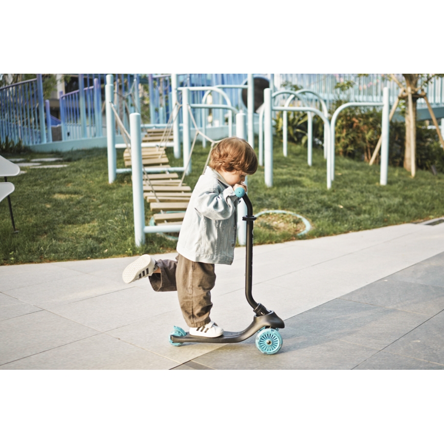 QPlay - Trottinette pour enfants 5 en 1 SEMA EVO à roues LED bleues