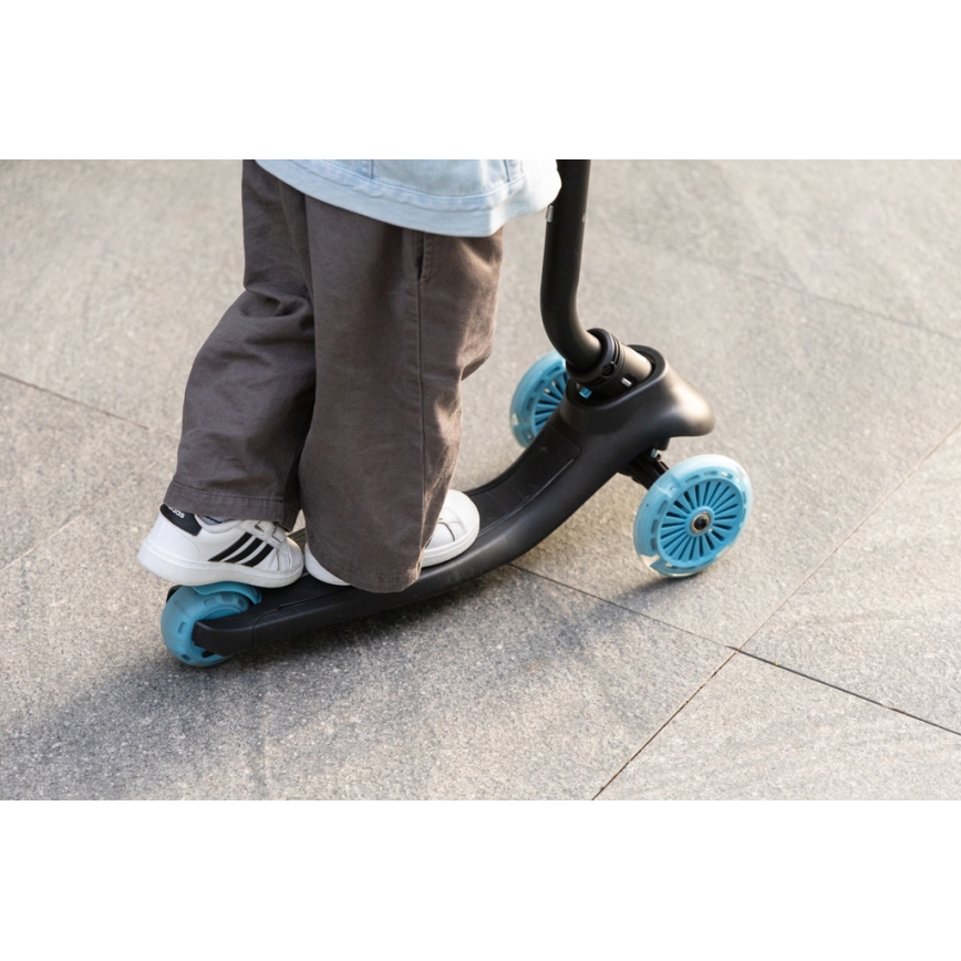 QPlay - Trottinette pour enfants 5 en 1 SEMA EVO à roues LED bleues
